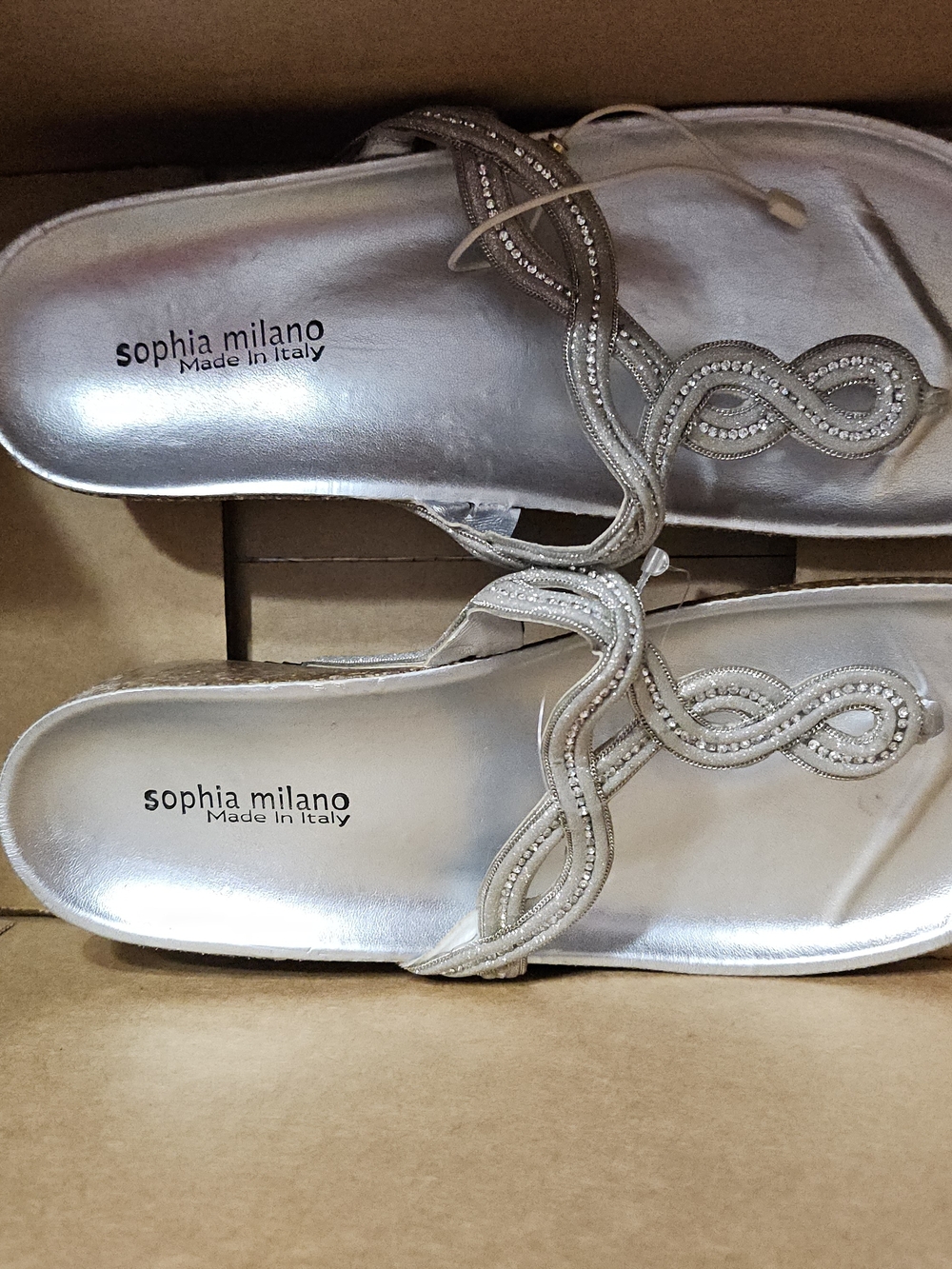 Sophia Milano Silver Embellished Women’s Sandals Size 9 Brand New